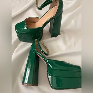 Green Patent Leather Platform Heels